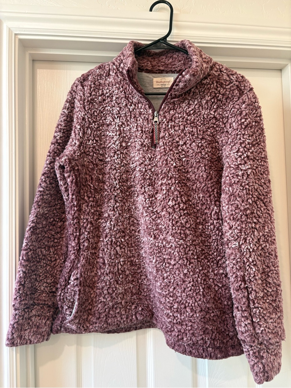 Weatherproof Plush Sherpa Quarter-Zip Jacket - Mauve